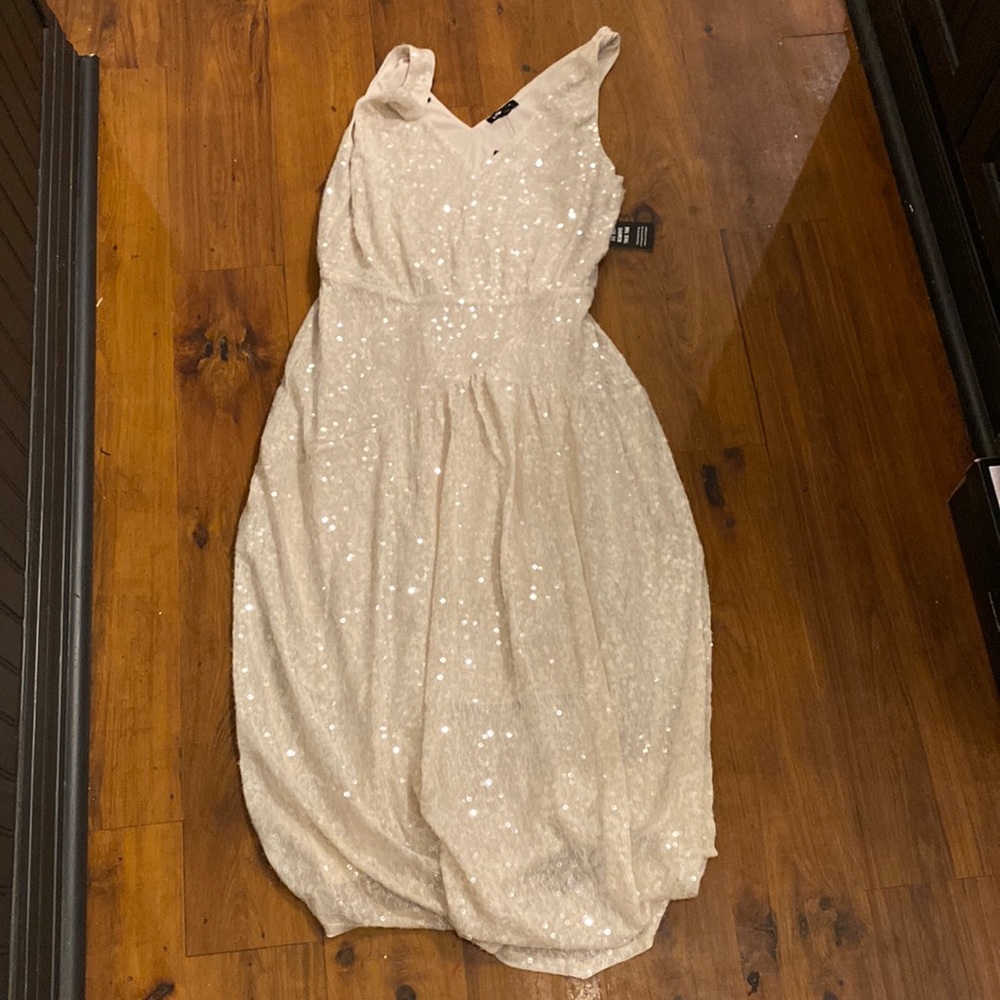 Express white sequin dress